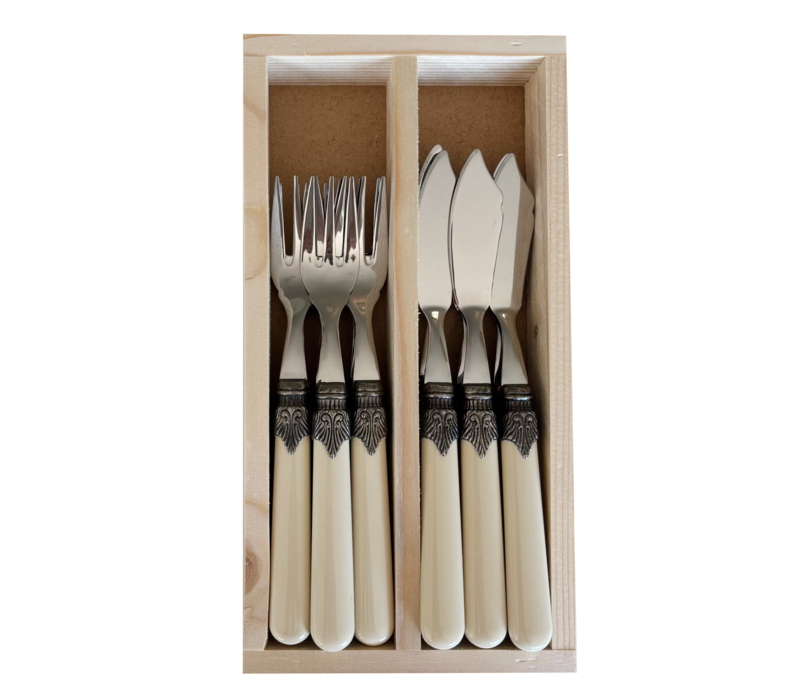 Brasserie Fischbesteck 12-teilig Elfenbeinfarbe