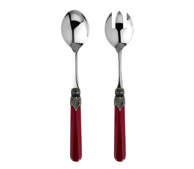 Brasserie Salad Servers Burgundy Red
