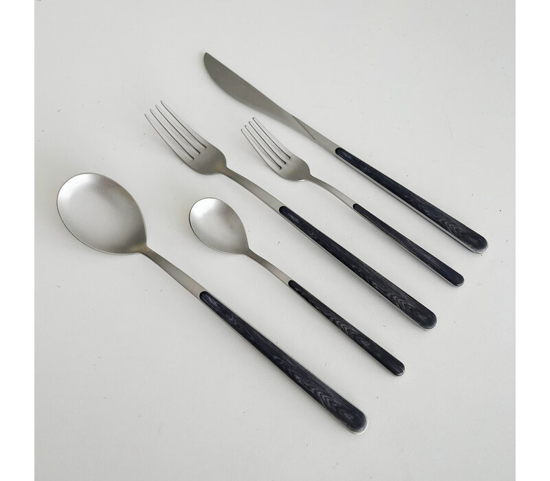 Oriental Design 5-teiliges Tafelbesteck aus Ebenholz