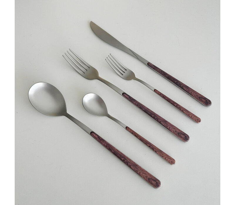 Oriental Design 5-teiliges Tafelbesteck aus Akazie