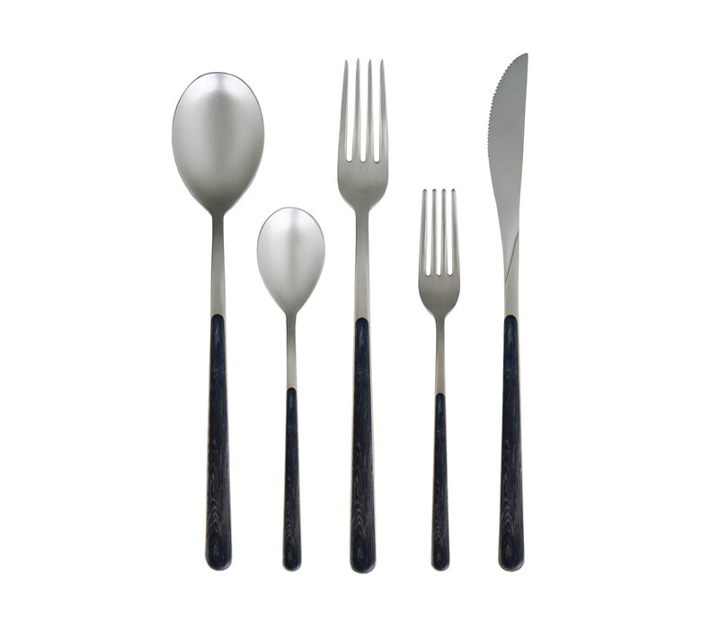 Oriental Design 5-teiliges Tafelbesteck aus Ebenholz