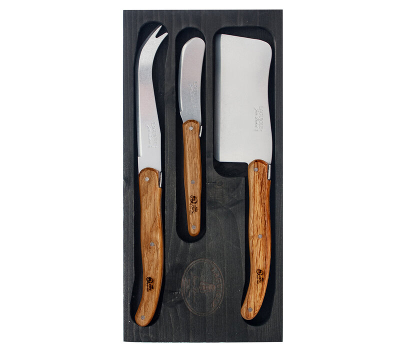 Laguiole Classic 3 Käsemesser Eichenholz im Schwarzen Display