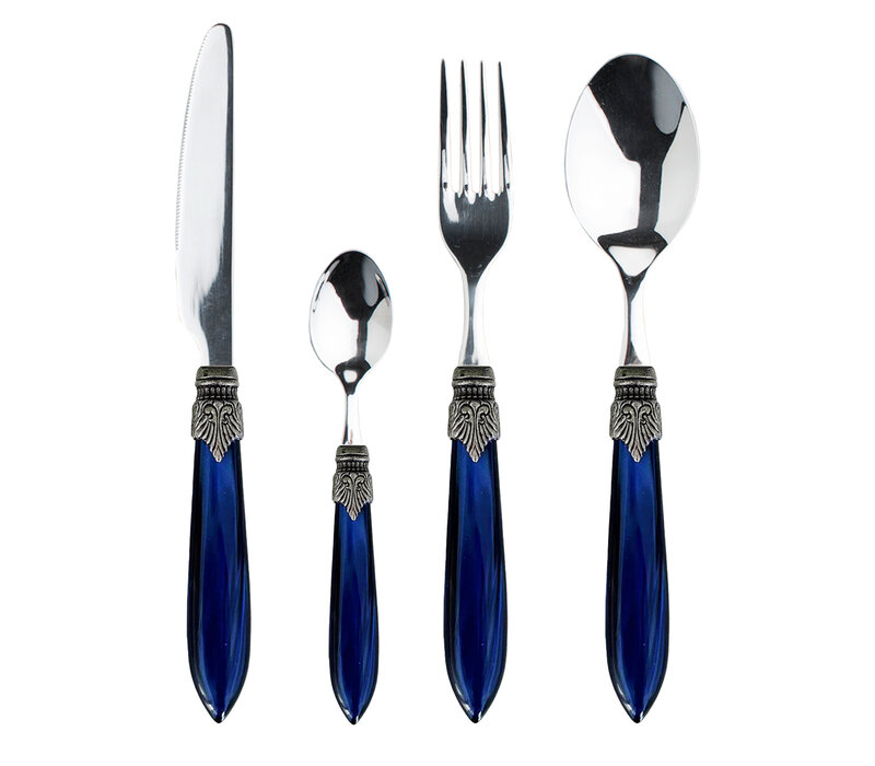 Murano Dinner Cutlery for 1 Person (4 Pieces) – Blue | Italian Design