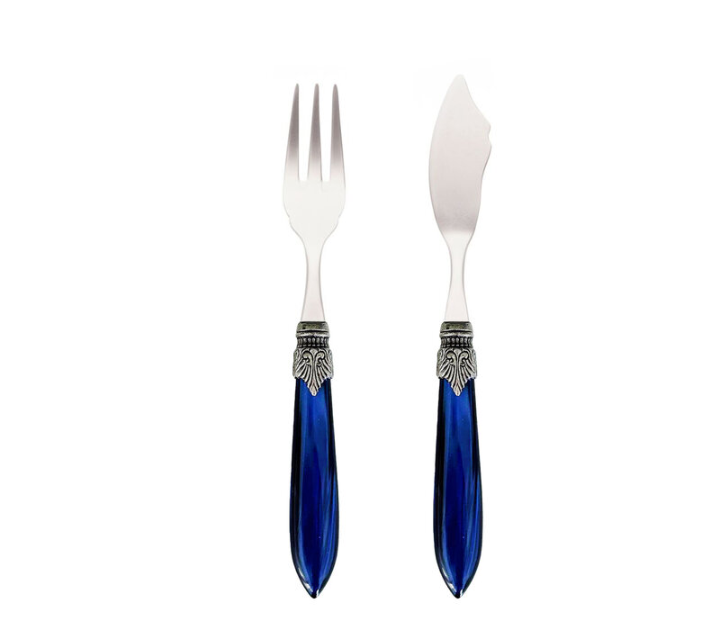 Murano Fischbesteck 2-teilig 'Blau'