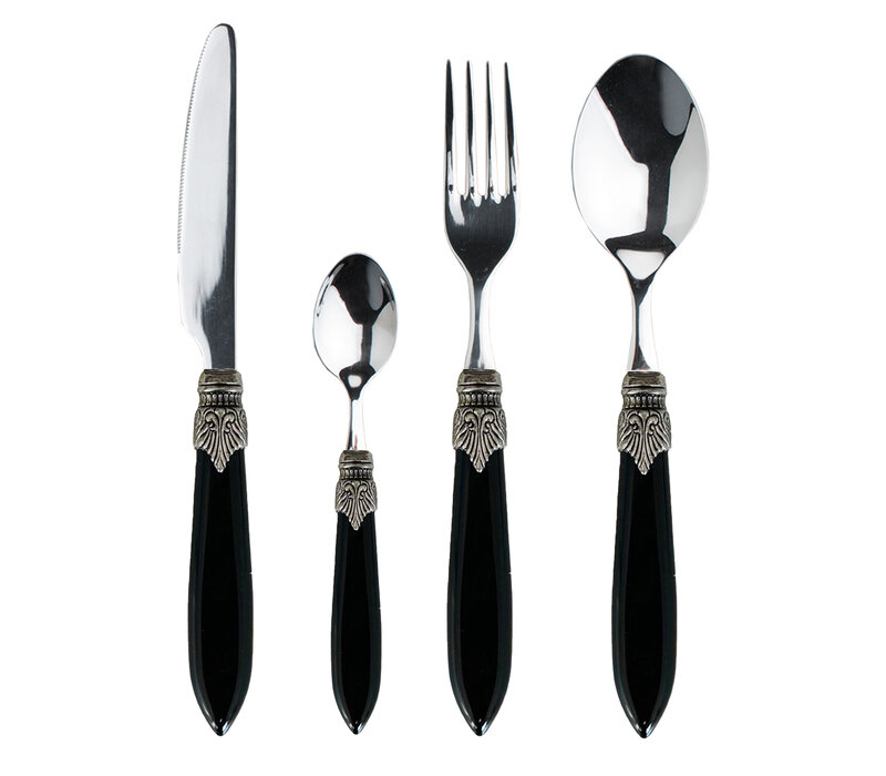 Murano Tafelbesteck für 1 Person (4-teilig) – Schwarz | Italienisches Design