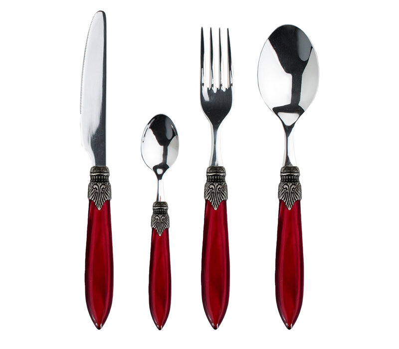 Murano Tafelbesteck für 1 Person (4-teilig) – Bordeaux | Italienisches Design