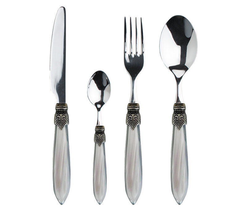 Murano Tafelbesteck für 1 Person (4-teilig) – Grau | Italienisches Design