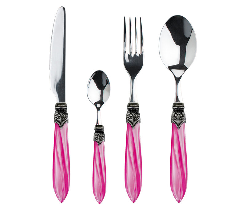 Murano Couverts de table (24 pièces) – Pour 6 personnes – Rose dans un coffret en bois | Design italien