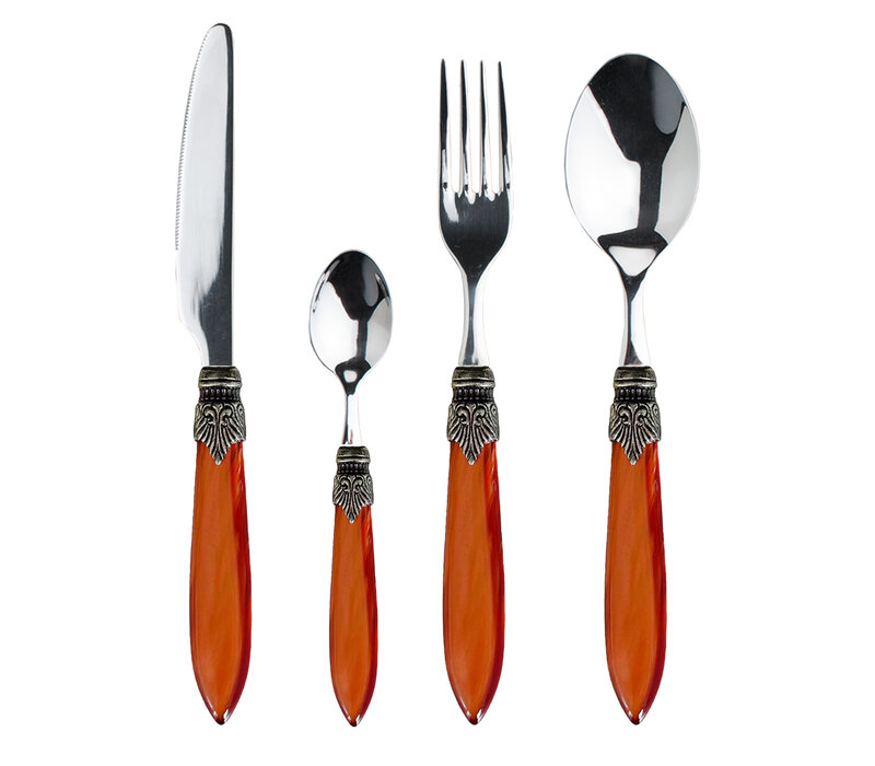 Murano Couverts de table (24 pièces) – Pour 6 personnes – Orange dans un coffret en bois | Design italien