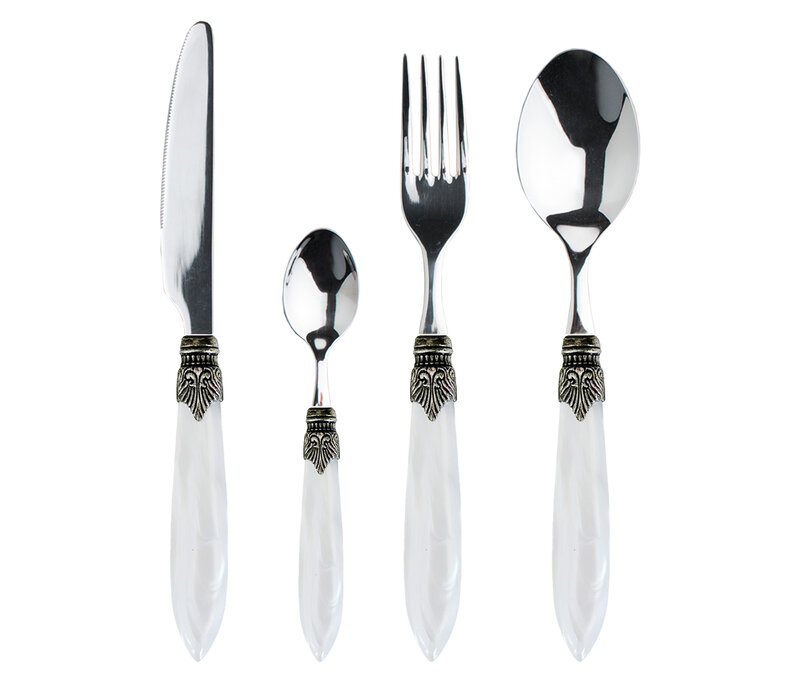 Murano Tafelbesteck für 1 Person (4-teilig) – Weiß | Italienisches Design