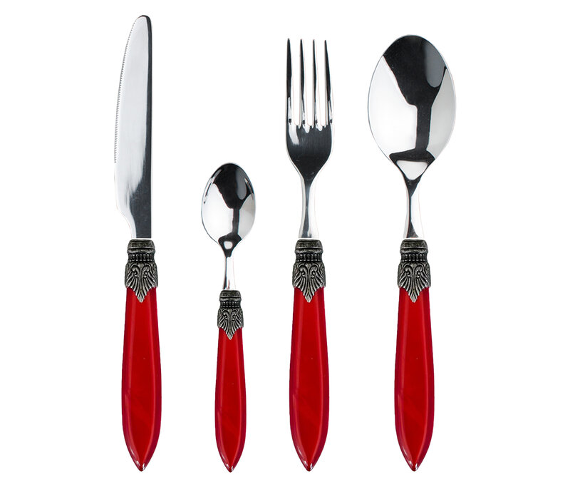 Murano Dinner Cutlery for 1 Person (4 Pieces) – Red | Italian Design
