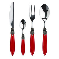 Murano Dinner Cutlery (24-piece) – For 6 People – Red in Wooden Box | Italian Design