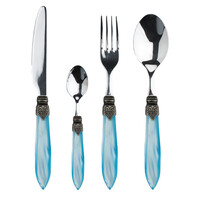 Murano Dinerbestek (24-delig) – Voor 6 Personen – Turquoise in Houten Kist | Italiaans Design