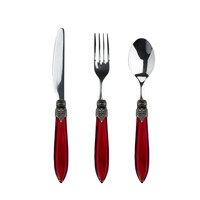 Murano Small Cutlery Set – Burgundy (3-piece) | For Dessert, Breakfast or Starters – Elegant Italian Design