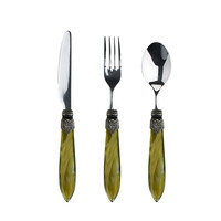 Murano Set de Couverts (3 pièces) – Olive | Idéal pour le Dessert, le Petit Déjeuner ou l’Entrée – Design Italien Élégant