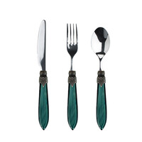 Murano 3-teiliges Besteckset – Grün | Ideal für Dessert, Frühstück oder Vorspeisen – Elegantes Italienisches Design