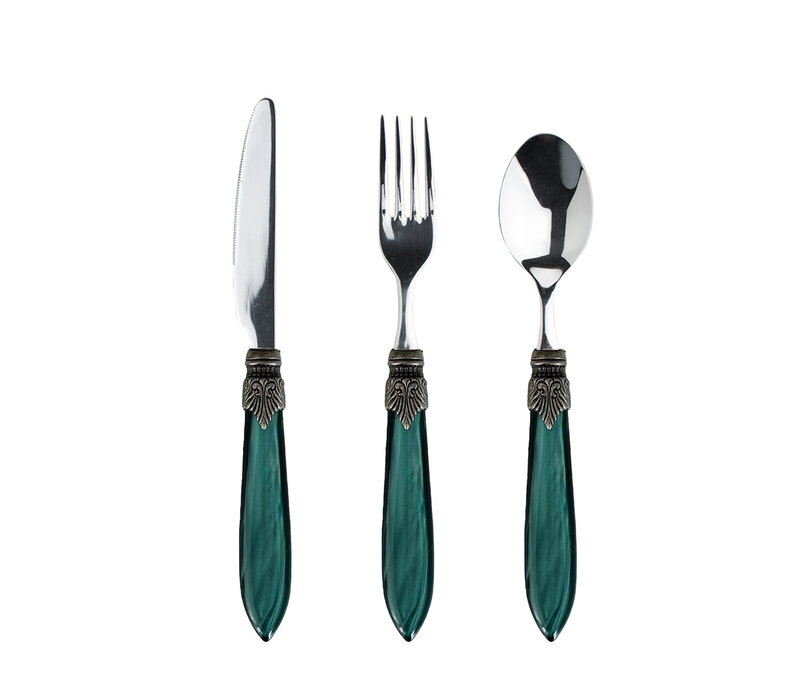 Murano Small Cutlery Set – Green (3-piece) | For Dessert, Breakfast or Starters – Elegant Italian Design
