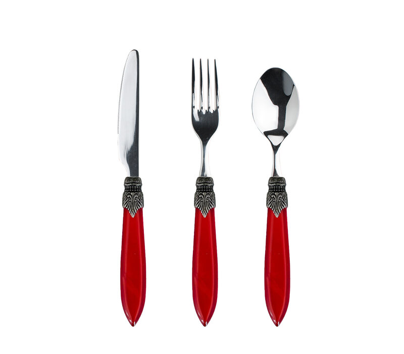 Murano Set de Couverts (3 pièces) – Rouge | Idéal pour le Dessert, le Petit Déjeuner ou l’Entrée – Design Italien Élégant