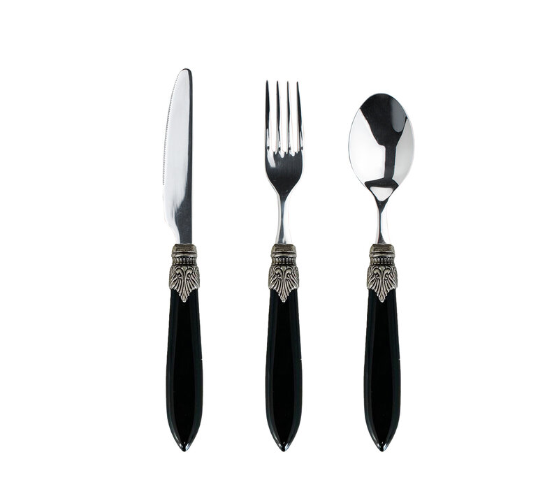 Murano 3-teiliges Besteckset – Schwarz | Ideal für Dessert, Frühstück oder Vorspeisen – Elegantes Italienisches Design