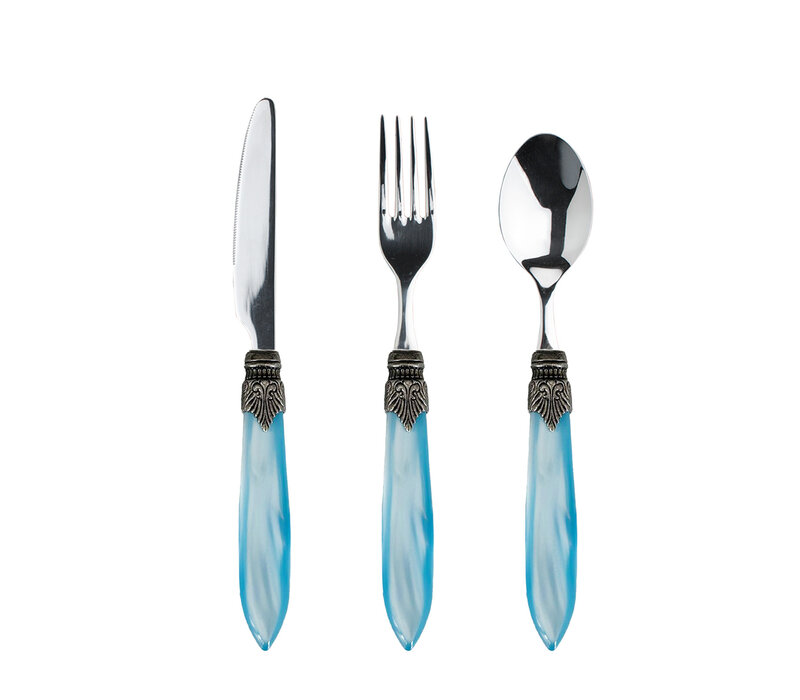 Murano Set de Couverts (3 pièces) – Turquoise | Idéal pour le Dessert, le Petit Déjeuner ou l’Entrée – Design Italien Élégant