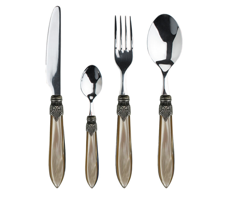 Murano Tafelbesteck (24-teilig) – Für 6 Personen – Champagne in Holzbox | Italienisches Design