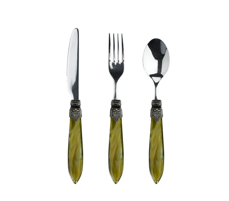 Murano Besteckset (18-teilig) – Für 6 Personen – Olive in Holzbox | Ideal für Dessert, Frühstück oder Vorspeisen – Elegantes Italienisches Design - Copy