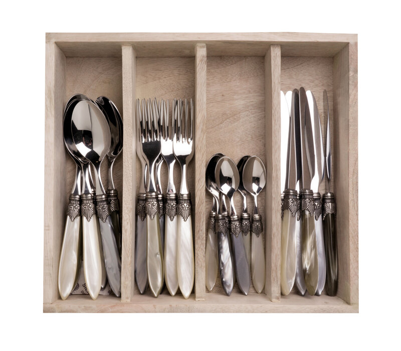Murano Dinner Cutlery (24-piece) – For 6 People – 'Château Mix' in Wooden Box | Italian Design