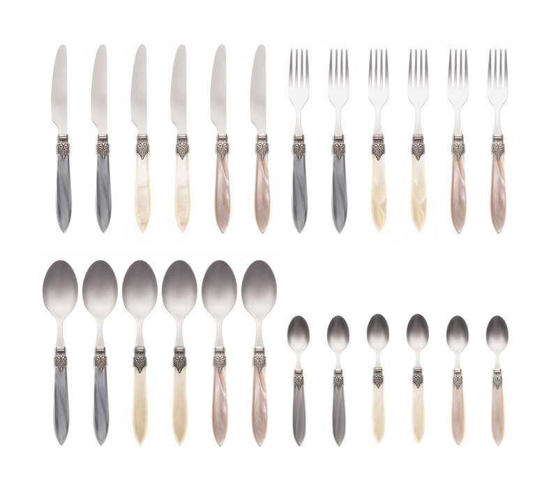 Murano Dinner Cutlery (24-piece) – For 6 People – 'Château Mix' in Wooden Box | Italian Design