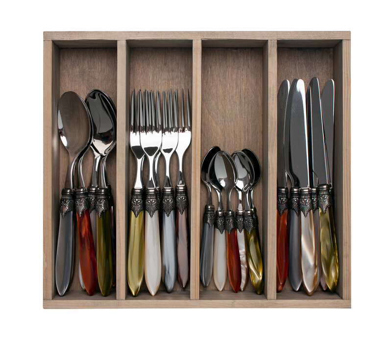 Murano Dinerbestek (24-delig) – Voor 6 Personen – 'Fresco Mix' in Houten Kist | Italiaans Design