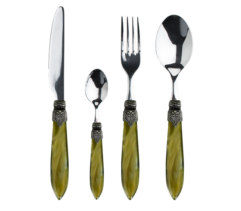 Murano Tafelbesteck (24-teilig) – Für 6 Personen – 'Wiese Mix' in Holzbox | Italienisches Design