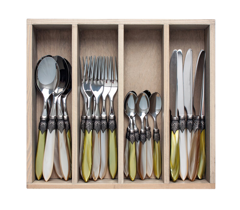 Murano Dinner Cutlery (24-piece) – For 6 People – 'Meadow Mix' in Wooden Box | Italian Design