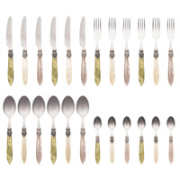 Murano Couverts de table (24 pièces) – Pour 6 personnes – 'Prairie Mix' dans un coffret en bois | Design italien