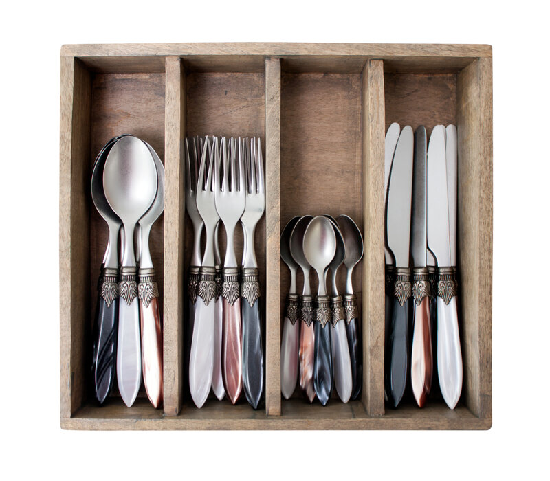 Murano Dinerbestek (24-delig) – Voor 6 Personen – 'Klassiek Mix' in Houten Kist | Italiaans Design