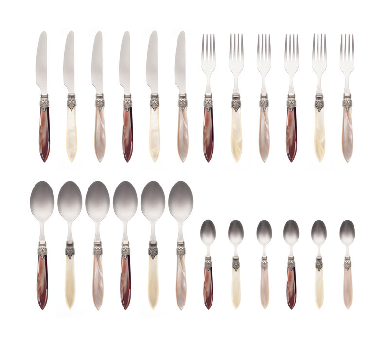 Murano Dinner Cutlery (24-piece) – For 6 People – 'Barista Mix' in Wooden Box | Italian Design