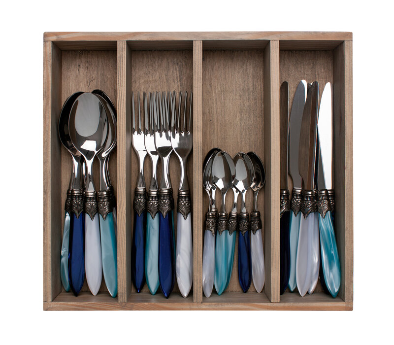 Murano Dinner Cutlery (24-piece) – For 6 People – 'Pacific Mix' in Wooden Box | Italian Design