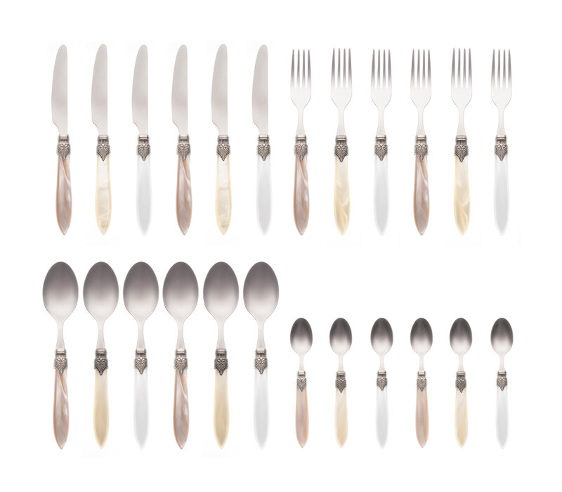 Murano Couverts de table (24 pièces) – Pour 6 personnes – 'Marrakesh Mix' dans un coffret en bois | Design italien