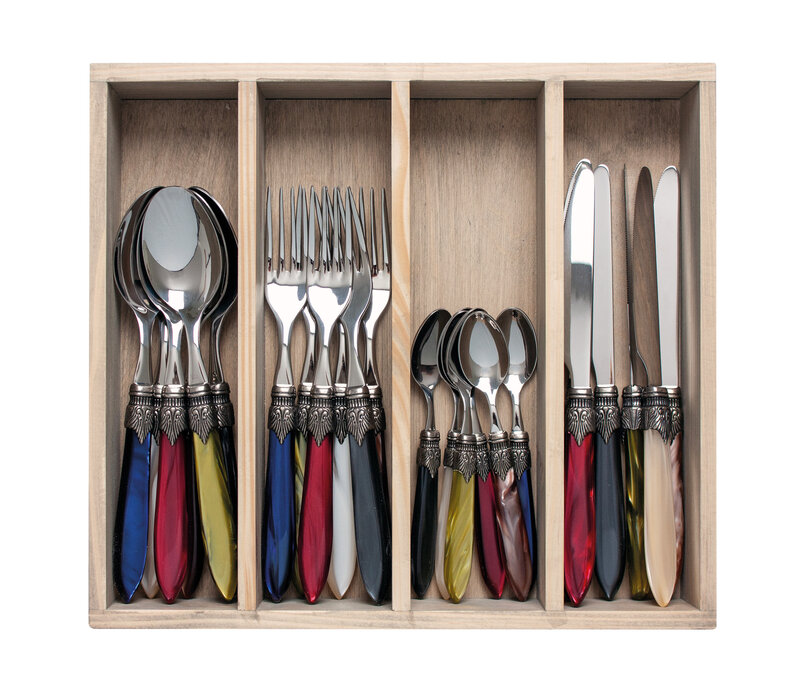 Murano Dinner Cutlery (24-piece) – For 6 People – 'Cottage Mix' in Wooden Box | Italian Design