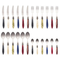 Murano Dinner Cutlery (24-piece) – For 6 People – 'Cottage Mix' in Wooden Box | Italian Design