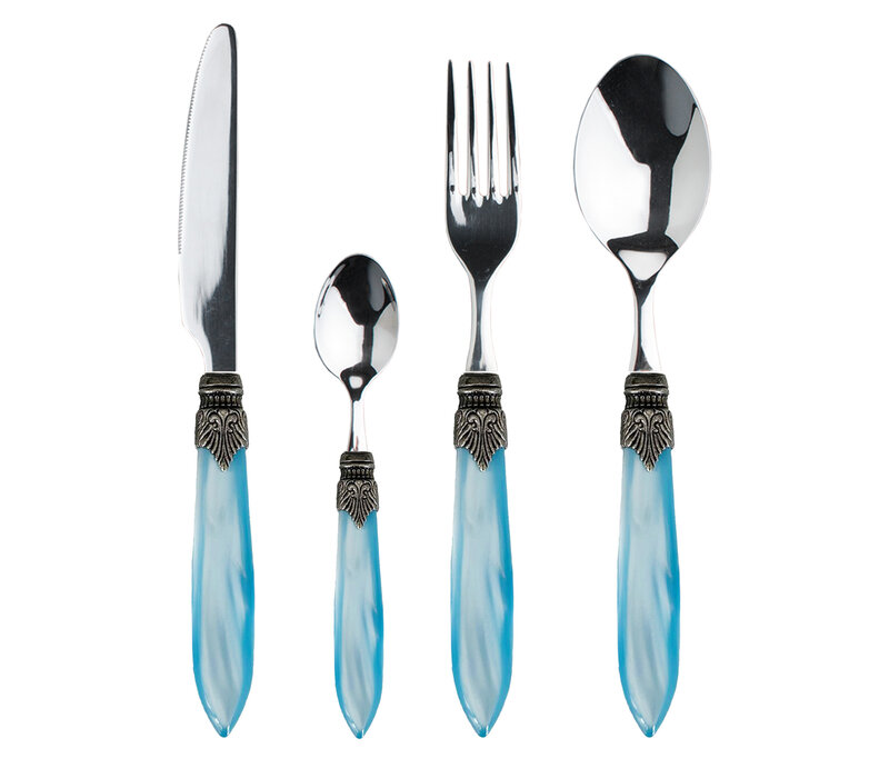 Murano Couverts de table (24 pièces) – Pour 6 personnes – 'Sea Mix' dans un coffret en bois | Design italien