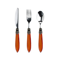 Murano Besteckset (18-teilig) – Für 6 Personen – Orange in Holzbox | Ideal für Dessert, Frühstück oder Vorspeisen – Elegantes Italienisches Design