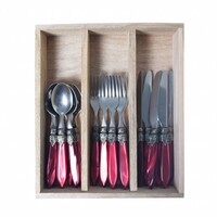 Murano Besteckset (18-teilig) – Für 6 Personen – Bordeaux in Holzbox | Ideal für Dessert, Frühstück oder Vorspeisen – Elegantes Italienisches Design