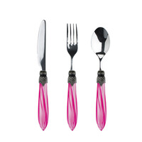 Murano Besteckset (18-teilig) – Für 6 Personen – Rosa in Holzbox | Ideal für Dessert, Frühstück oder Vorspeisen – Elegantes Italienisches Design