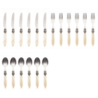 Murano Small Cutlery Set (18-piece) – For 6 People – Cream in Wooden Box | For Dessert, Breakfast or Starters – Elegant Italian Design