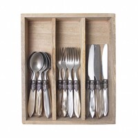 Murano Besteckset (18-teilig) – Für 6 Personen – 'Château Mix' in Holzbox | Ideal für Dessert, Frühstück oder Vorspeisen – Elegantes Italienisches Design