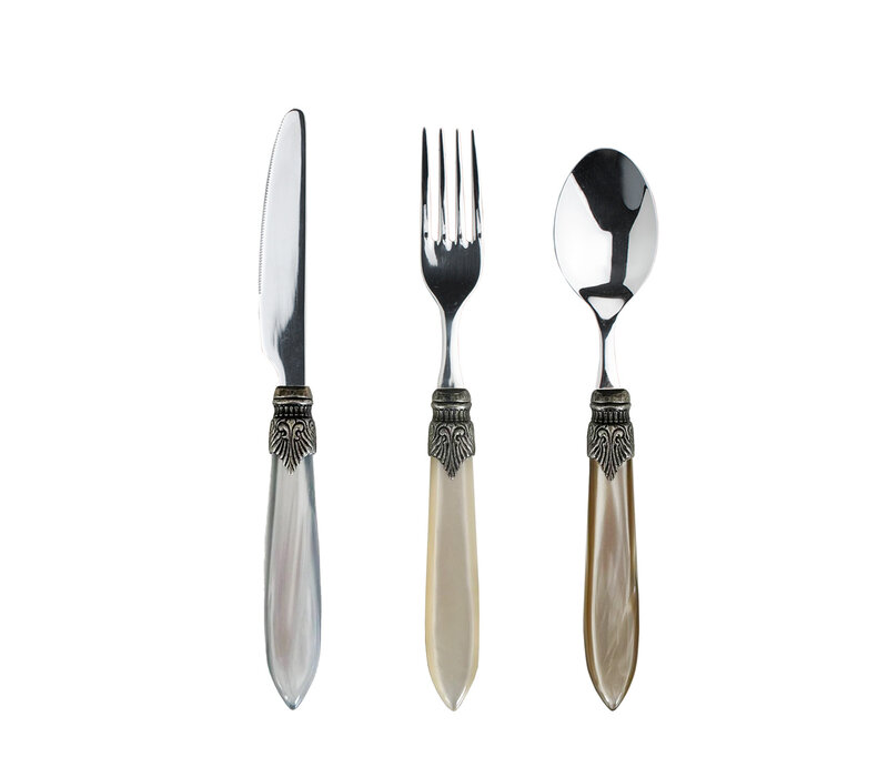 Murano Besteckset (18-teilig) – Für 6 Personen – 'Château Mix' in Holzbox | Ideal für Dessert, Frühstück oder Vorspeisen – Elegantes Italienisches Design