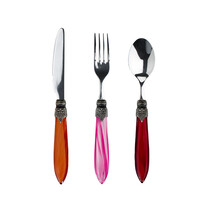 Murano Besteckset (18-teilig) – Für 6 Personen – 'Fire Mix' in Holzbox | Ideal für Dessert, Frühstück oder Vorspeisen – Elegantes Italienisches Design