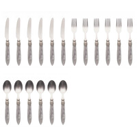 Murano Small Cutlery Set (18-piece) – For 6 People – Grey in Wooden Box | For Dessert, Breakfast or Starters – Elegant Italian Design