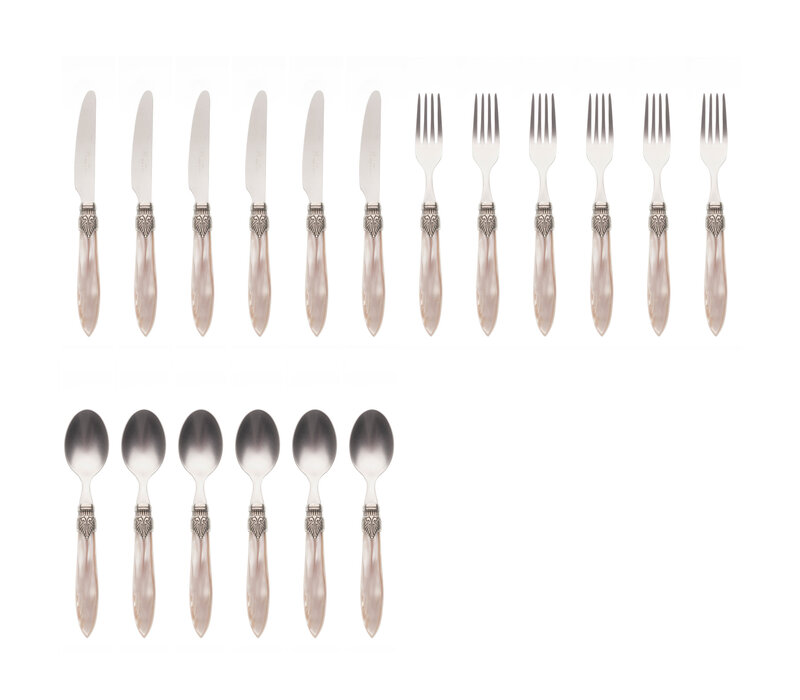 Murano Besteckset (18-teilig) – Für 6 Personen – Champagne in Holzbox | Ideal für Dessert, Frühstück oder Vorspeisen – Elegantes Italienisches Design