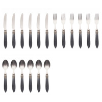 Murano Besteckset (18-teilig) – Für 6 Personen – Anthrazit in Holzbox | Ideal für Dessert, Frühstück oder Vorspeisen – Elegantes Italienisches Design