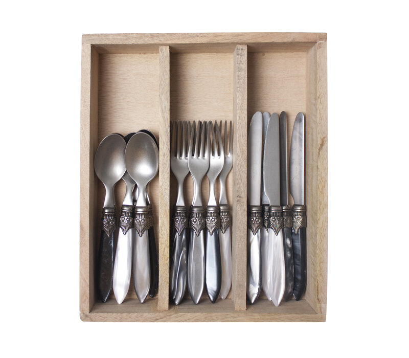 Murano Small Cutlery Set (18-piece) – For 6 People – 'Loft Mix' in Wooden Box | For Dessert, Breakfast or Starters – Elegant Italian Design